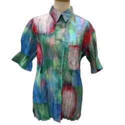 ♪♪ ISSEY MIYAKE イッセイミヤケ カラフル シャツ シワ加工 SIZE 2 IM34FJ734 Bランク