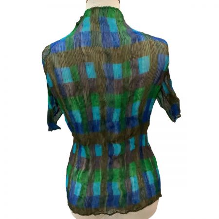  ISSEY MIYAKE イッセイミヤケ 波プリーツ チェック 変形 カットソー SIZE 3 IM04FJ927 グリーン