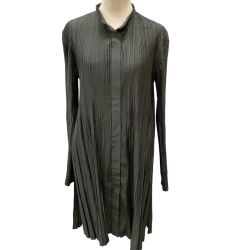 ♪♪ ISSEY MIYAKE イッセイミヤケ プリーツ シャツワンピース SIZE L IM92-FJ917 カーキ Bランク