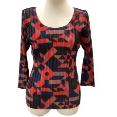 ISSEY MIYAKE イッセイミヤケ PLEATS PLEASE 総柄 カットソー SIZE 3 PP33-FK342 レッド Bランク