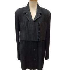 ISSEY MIYAKE イッセイミヤケ プリーツ ジャケット コート SIZE L IM84FD910 ブラック Bランク