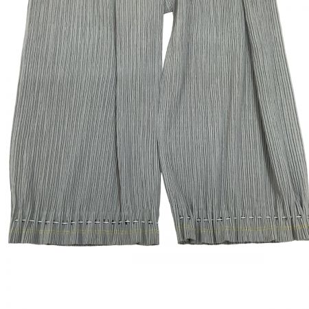  ISSEY MIYAKE イッセイミヤケ プリーツ パンツ 黄色ステッチ SIZE L IM02FF905 グレー