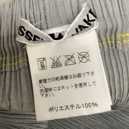  ISSEY MIYAKE イッセイミヤケ プリーツ パンツ 黄色ステッチ SIZE L IM02FF905 グレー