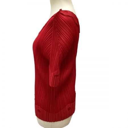  ISSEY MIYAKE イッセイミヤケ PLEATS PLEASE 変形カットソー SIZE 3 PP53-JK122 レッド