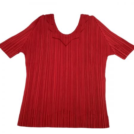  ISSEY MIYAKE イッセイミヤケ PLEATS PLEASE 変形カットソー SIZE 3 PP53-JK122 レッド