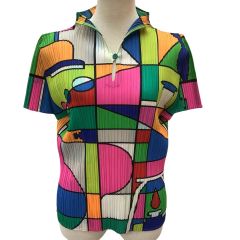 ISSEY MIYAKE イッセイミヤケ PLEATS PLEASE カットソー 図形 化学  PP81-JK632 マルチカラー Bランク