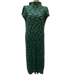 ISSEY MIYAKE イッセイミヤケ PLEATS PLEASE ワンピース 波チェック SIZE2 PP73-JH785 グリーン Bランク
