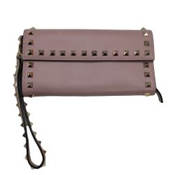 VALENTINO バレンチノ レディース 長財布 スタッズ ピンク Bランク