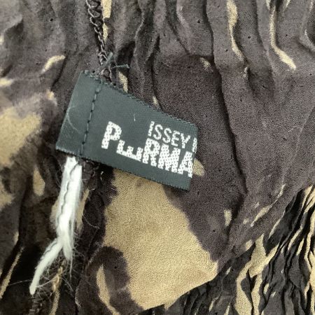  ISSEY MIYAKE イッセイミヤケ PERMANENTE  シワ加工 透け感 カットソー  総柄 ダークブラウン