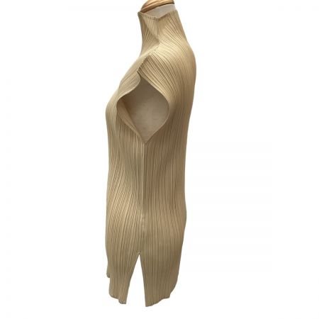  ISSEY MIYAKE イッセイミヤケ PLEATS PLEASE ノースリーブカットソー SIZE3 PP04-JK603 ベージュ
