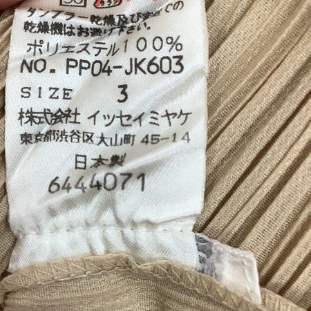  ISSEY MIYAKE イッセイミヤケ PLEATS PLEASE ノースリーブカットソー SIZE3 PP04-JK603 ベージュ
