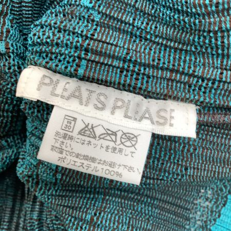  ISSEY MIYAKE イッセイミヤケ PLEATS PLEASE 総柄 レース ノースリーブブラウス シャツ PP22-JE831 ターコイズブルー