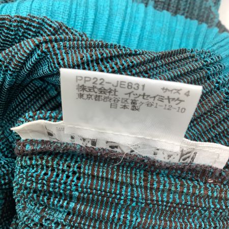  ISSEY MIYAKE イッセイミヤケ PLEATS PLEASE 総柄 レース ノースリーブブラウス シャツ PP22-JE831 ターコイズブルー