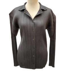 ♪♪ ISSEY MIYAKE イッセイミヤケ PLEATS PLEASE シャツ  SIZE 3 PP04-JK624 グレー Bランク