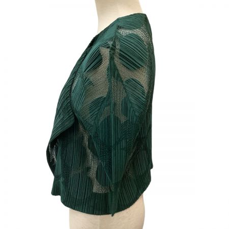  ISSEY MIYAKE イッセイミヤケ PLEATS PLEASE メッシュ カーディガン フルーツ柄 PP83-J0573 グリーン