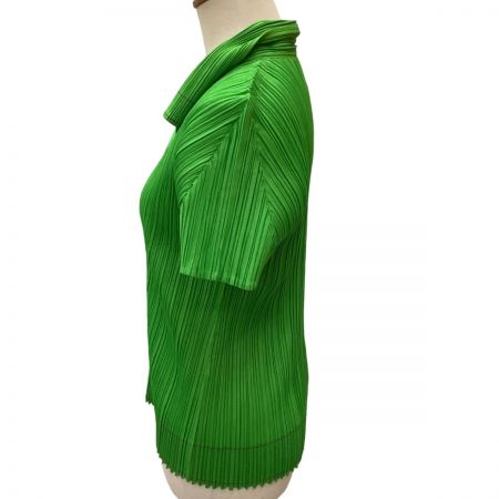  ISSEY MIYAKE イッセイミヤケ PLEATS PLEASE カットソー ポロシャツ  SIZE 3 PP83-JK121 黄緑