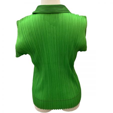  ISSEY MIYAKE イッセイミヤケ PLEATS PLEASE カットソー ポロシャツ  SIZE 3 PP83-JK121 黄緑