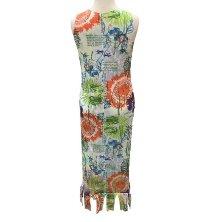 ISSEY MIYAKE イッセイミヤケ PLEATS PLEASE ノースリーブワンピース ボタニカル柄 変形 PP71-JH786