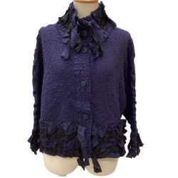 ♪♪ me ISSEY MIYAKE イッセイミヤケ ミー ジャケット フリル MI84FD641 パープル Bランク