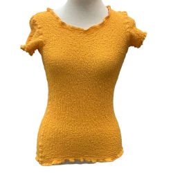 ♪♪ me ISSEY MIYAKE 半袖カットソー フリル MI32FK419 オレンジ Bランク