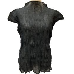 ♪♪ ISSEY MIYAKE イッセイミヤケ ノースリーブカットソー  波 プリーツ 透け感 SIZE L IM41-FJ802 ブラック Bランク