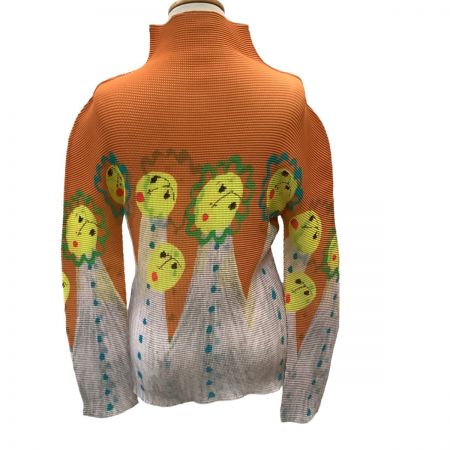  me ISSEY MIYAKE プリーツ ワッフル カットソー  MI01FJ511 オレンジ