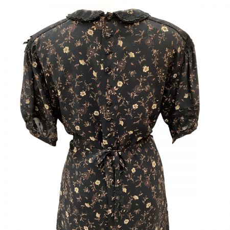  PINK HOUSE ピンクハウス ワンピース ピコフリル 花柄 シフォン レース リボン ブラック