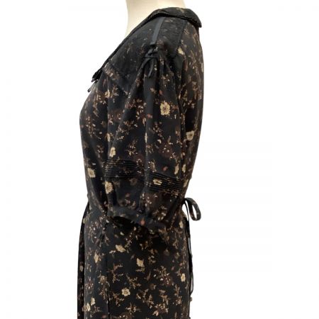  PINK HOUSE ピンクハウス ワンピース ピコフリル 花柄 シフォン レース リボン ブラック