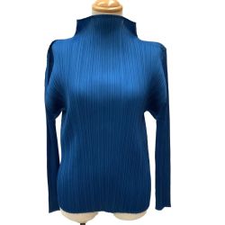 ♪♪ ISSEY MIYAKE イッセイミヤケ PLEATS PLEASE カットソー SIZE 3 PP81-JK123 ブルー Bランク