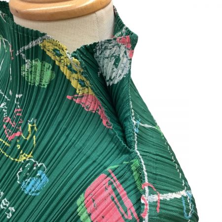  ISSEY MIYAKE イッセイミヤケ PLEATS PLEASE カットソー 黒板柄 SIZE 3 PP81-JK562 グリーン