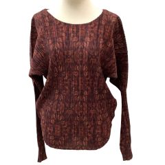 ISSEY MIYAKE イッセイミヤケ PLEATS PLEASE カットソー 総柄 SIZE 3 PP14-JK482 エンジ Bランク