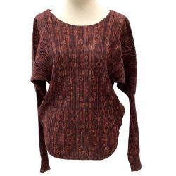 ISSEY MIYAKE イッセイミヤケ PLEATS PLEASE カットソー 総柄 SIZE 3 PP14-JK482 エンジ Bランク