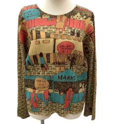 ISSEY MIYAKE イッセイミヤケ PLEATS PLEASE カットソー 風景  SIZE 3 PP63-JK686 ベージュ Bランク