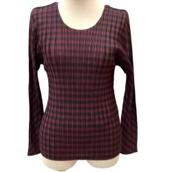 ♪♪ ISSEY MIYAKE イッセイミヤケ PLEATS PLEASE カットソー ボーダー SIZE 3 PP01-FK302 パープル Aランク