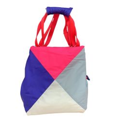 ISSEY MIYAKE イッセイミヤケ PLEATS PLEASE ハンドバッグ PP69-AG576 パープル×ピンク×ホワイト Bランク