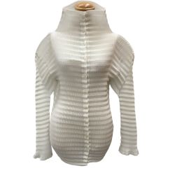 ♪♪ ISSEY MIYAKE イッセイミヤケ プリーツ 波 変形ブラウス シャツ SIZE L IM84-FJ997 ホワイト Bランク