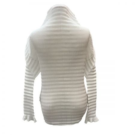  ISSEY MIYAKE イッセイミヤケ プリーツ 波 変形ブラウス シャツ SIZE L IM84-FJ997 ホワイト