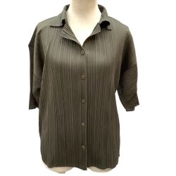ISSEY MIYAKE イッセイミヤケ PLEATS PLEASE シャツ SIZE 4 PP13-JJ104 カーキ Bランク