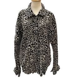 ♪♪ ISSEY MIYAKE イッセイミヤケ プリーツ シャツ ヒョウ柄 レオパード SIZE L IM63-FJ915 ブラック Bランク