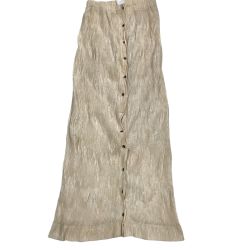 ISSEY MIYAKE イッセイミヤケ プリーツ 前開きスカート ベロア SIZE L IM53-FG909 ベージュ Bランク