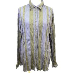 ISSEY MIYAKE イッセイミヤケ シワ加工 シャツ ストライプ SIZE 2 IM14FJ927 パープル×グレー Bランク