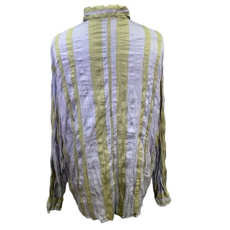 ISSEY MIYAKE イッセイミヤケ シワ加工 シャツ ストライプ SIZE 2 IM14FJ927 パープル×グレー