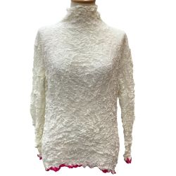 ♪♪ ISSEY MIYAKE イッセイミヤケ シワ加工 カットソー SIZE 3 IM04FJ948 アイボリー Cランク