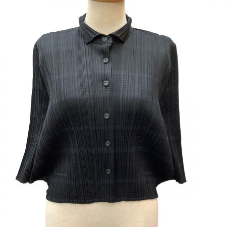  ISSEY MIYAKE イッセイミヤケ PLEATS PLEASE 変形 ボレロ シャツ SIZE 3 PP61-J0662 ブラック