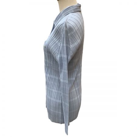  ISSEY MIYAKE イッセイミヤケ PLEATS PLEASE ジャケット シャツ チェック PP71-JJ653 スカイブルー