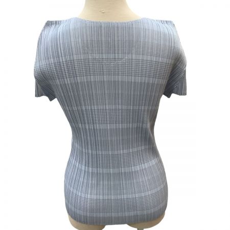  ISSEY MIYAKE イッセイミヤケ PLEATS PLEASE カットソー チェック  PP71-JK651 スカイブルー