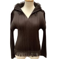 ♪♪ ISSEY MIYAKE イッセイミヤケ PLEATS PLEASE 変形カットソー SIZE 3 PP43-JK742 ブラウン Bランク