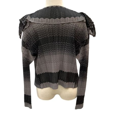 ISSEY MIYAKE イッセイミヤケ PLEATS PLEASE 変形 メッシュ  カーディガン グラデーション PP73-J0504 グレー×ブラック