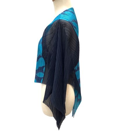 ISSEY MIYAKE イッセイミヤケ PLEATS PLEASE 変形 総柄  カーディガン ネイビー×ブルー