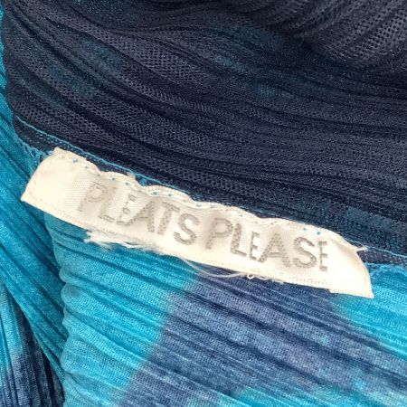 ISSEY MIYAKE イッセイミヤケ PLEATS PLEASE 変形 総柄  カーディガン ネイビー×ブルー